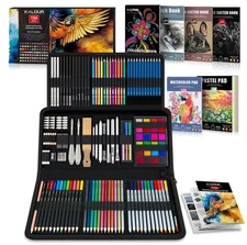 154PCS Artists Art Supplies - Drawing Kit with 6 Sketchbook,Tutorial,Coloring...