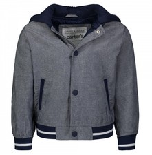 Carter s Gray Navy Hooded Bomber Jacket Button Closure 18M - New w/ Tags.