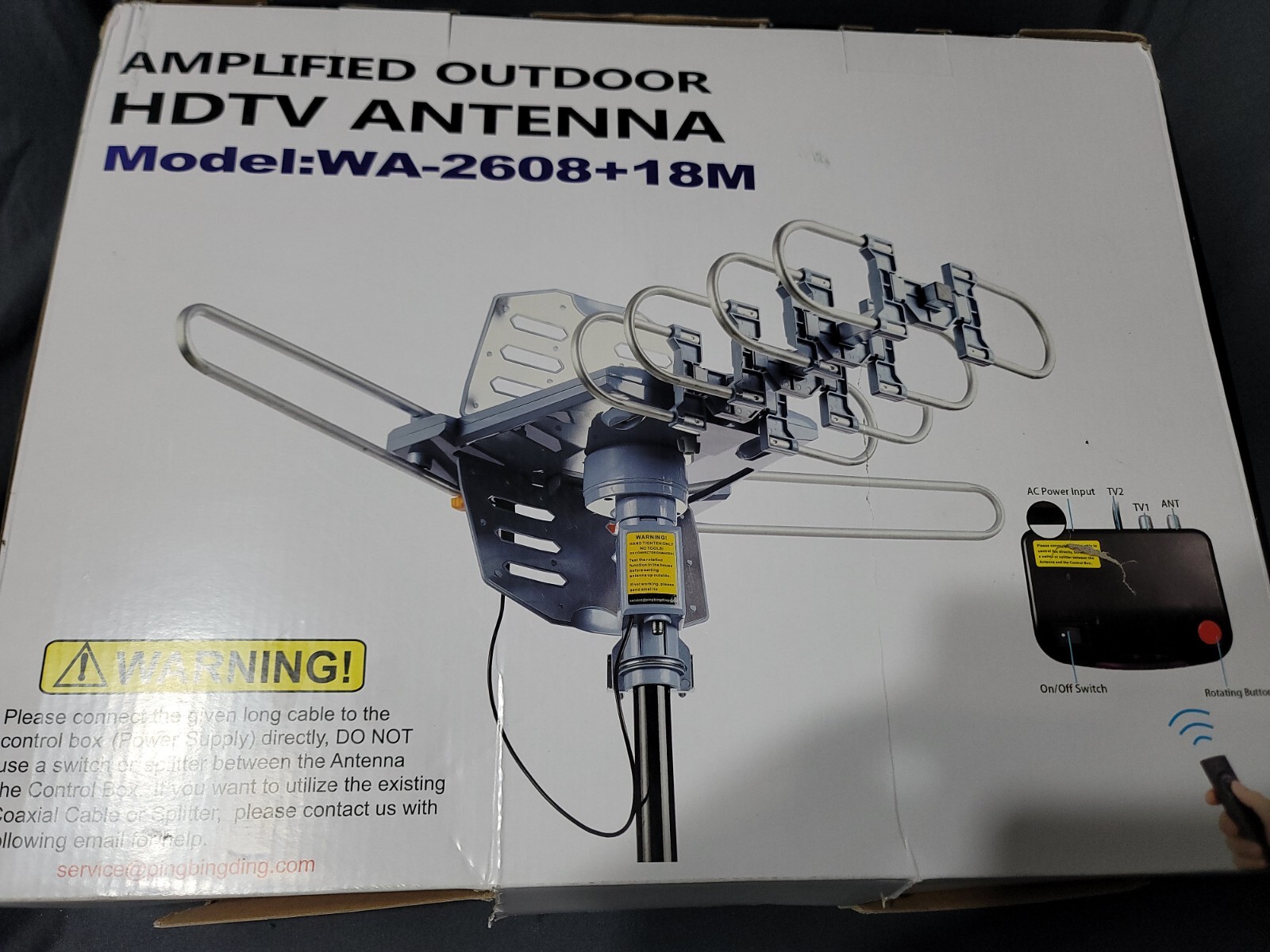 PBD Outdoor Digital Amplified HDTV Antenna, 150 Mile Motorized 360