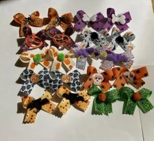 20 SM Fancy Decorated Halloween Dog Bows Dog Grooming Bows Handmade USA NEW