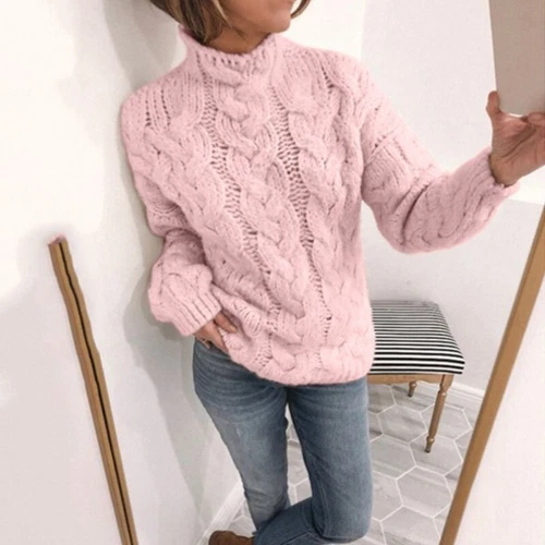 Mujeres Damas Suéter Manga Larga Tejido Suéteres Sueltos Trabajo Pullover - Imagen 9 de 18