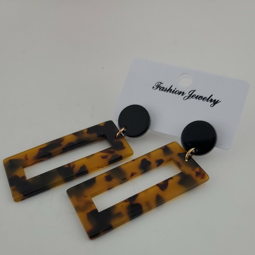 Lukki Lukki Acrylic Tortoiseshell Stud Earrings - Brown - New - Picture 6 of 8