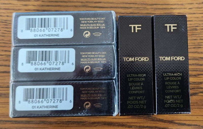 LOT OF 5 TOM FORD LIP COLOR #01 KATHERINE ROUGE A LEVRES NIB .07 OZ TTL .35 OZ