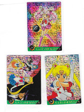 Lot of 3 Vintage Sailor Moon Prizm shiny card 25/21  26/20  23/23 Rare