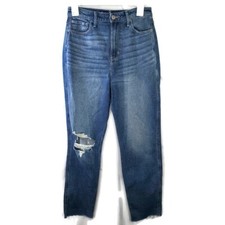 Hollister Ultra High-Rise Mom Blue Denim Jeans Distressed 3R W26/L27
