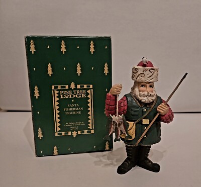 Pine Tree Lodge Santa Fisherman Figurine 6'' Midwest Importers of Cannon Falls 