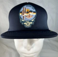 Desert Den “Desert Sun Stealie” High Crown Flat Brim Foam Trucker – Navy