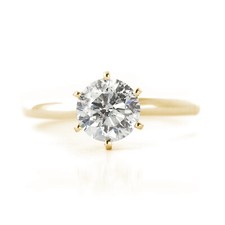 18K Yellow Gold Solitaire Ring, 1.0 CT Natural Diamond, SI3 Clarity, F-G Color