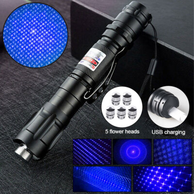 2000Miles Blue Laser Pointer Pen 405nm Rechargeable Blue Lazer Beam USB Charging