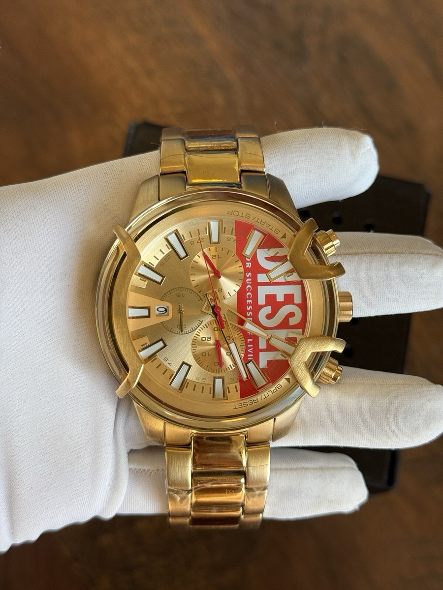 Diesel Watch DZ4595 Griffed Chronograph Gold Tone Stainless Steel