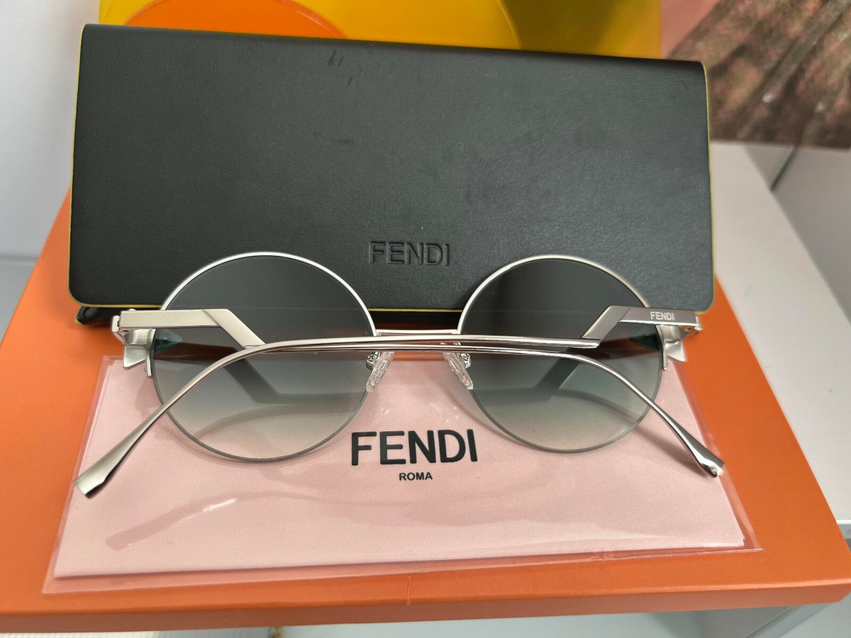 Fendi FFM0328/G/S Round Silver Gray Sunglasses NIB 57MM $450 #73
