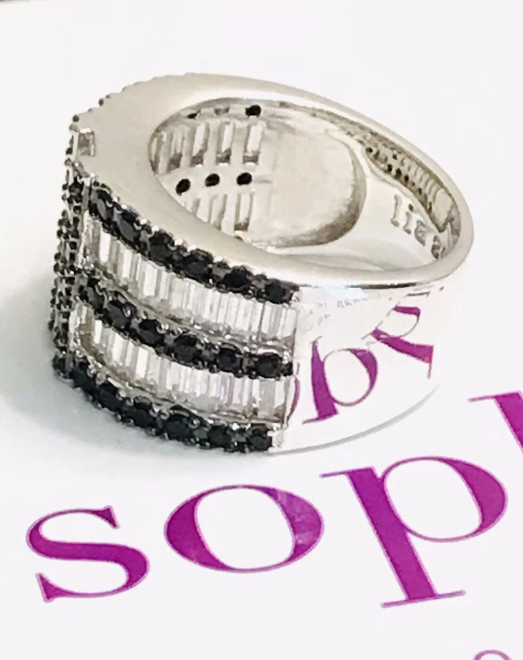 Lia Sophia Surge Blue/Clear Cubic Zirconia & Crystals Silver Tone Ring Size 8 - Image 4 of 4