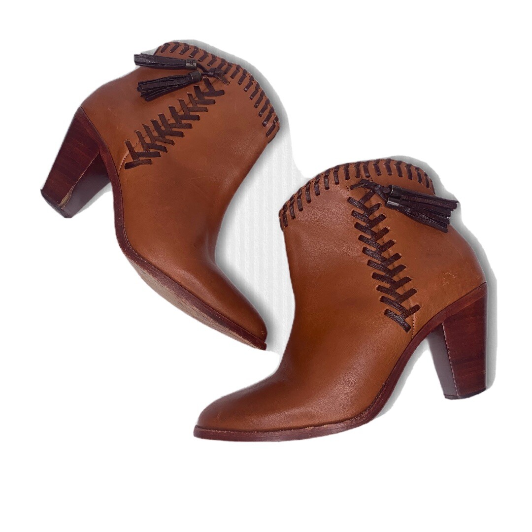 Trask Shelby Camel Brown Leather Bootie 8.5B | eBay