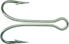 25 Mustad Double Loose Fish Hooks 7826 Size 1/0 Nickel Finish