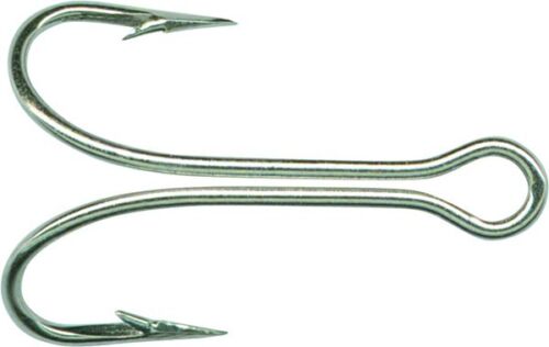 40 Mustad Double Loose Fish Hooks 7826 Size 1/0 Nickel Finish - Afbeelding 1 van 4