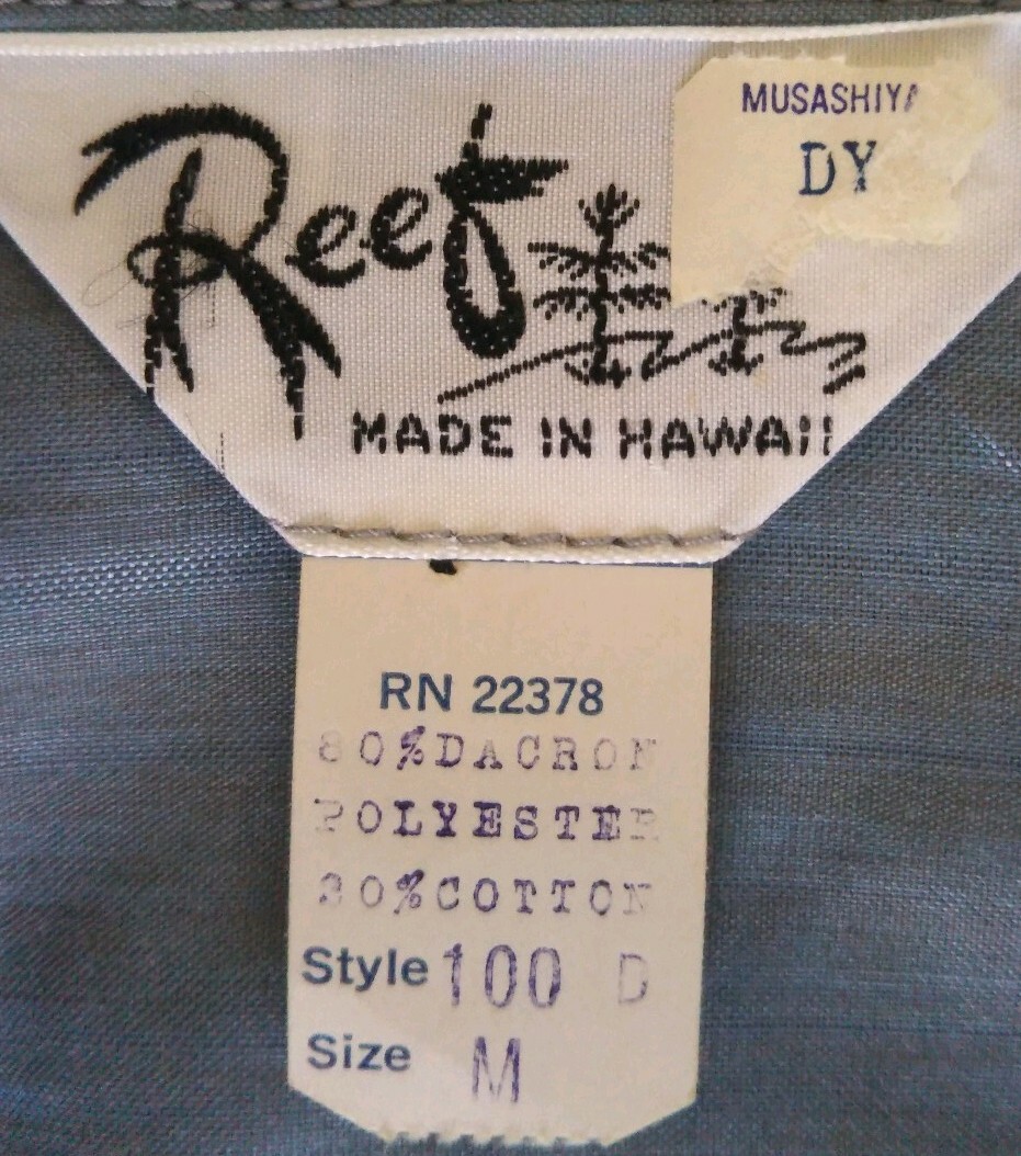 トップス 50s Reef rayon Hawaiian shirt Vtg Reef hawaiian shirt M cotton blend 50s bowling style