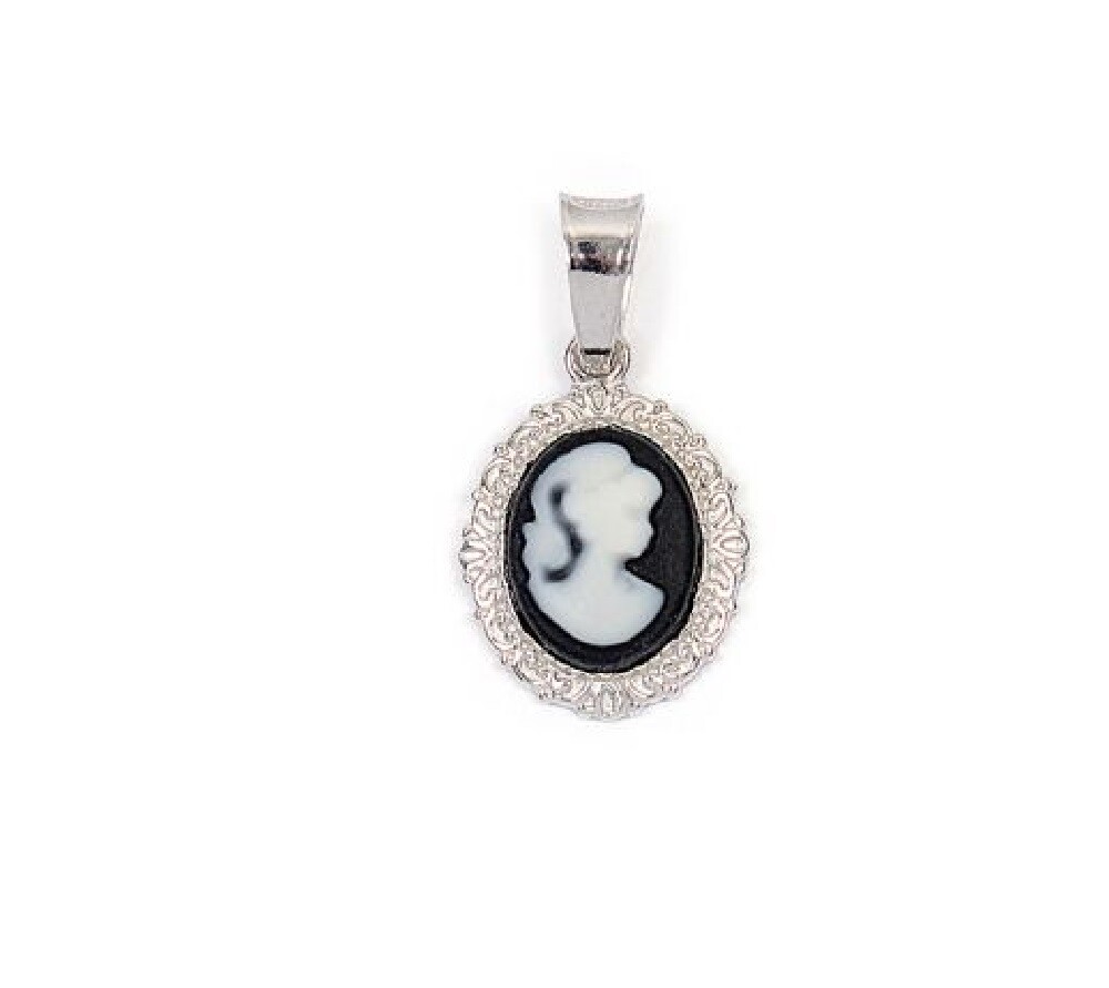 Pendentif camée ovale argent 925 rhodié, le cadeau hypoallergénique idéal