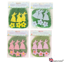 Bonnet Embellishments Easter Felt Bunny Flowers Grass Hat Craft Kids DIY Kit UK