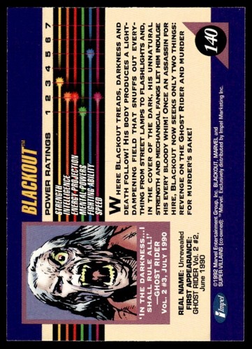 1992 Impel Marvel Universe III #140 Blackout - Picture 2 of 3