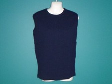 NOS Vtg 60s Nylon Sleeveless Ribbed Shell Sweater Navy Blue Zip Back Sz XL