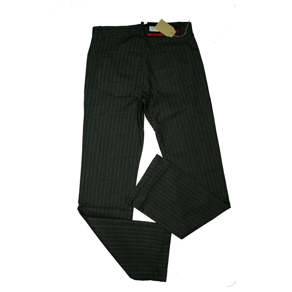 Signum Denver Hombre Confort Fit Pantalón Rayas Elegante W31 L34 Negro Gris Neu - Imagen 3 de 4