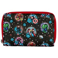 Marvel Comics Avengers Floral Tattoo Faux Leather Made Zip Purse 20x10cm