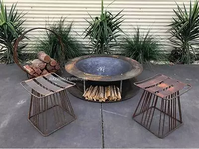 Industrial Cast Iron Double Plate Designer Fire Pit 90 Or 120cm