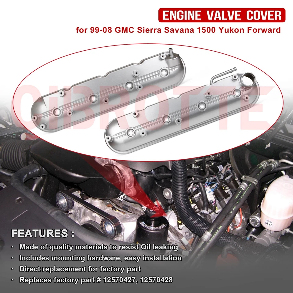 LH + RH Valve Cover Set w/ Gasket for 02-08 Cadillac Escalade Silverado Sierra👍 - Image 3 of 4
