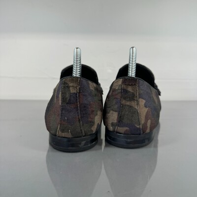 Aldo Loafer Mens 7.5 Green Camo Velvet Tassels Black Dressy  display picture 3