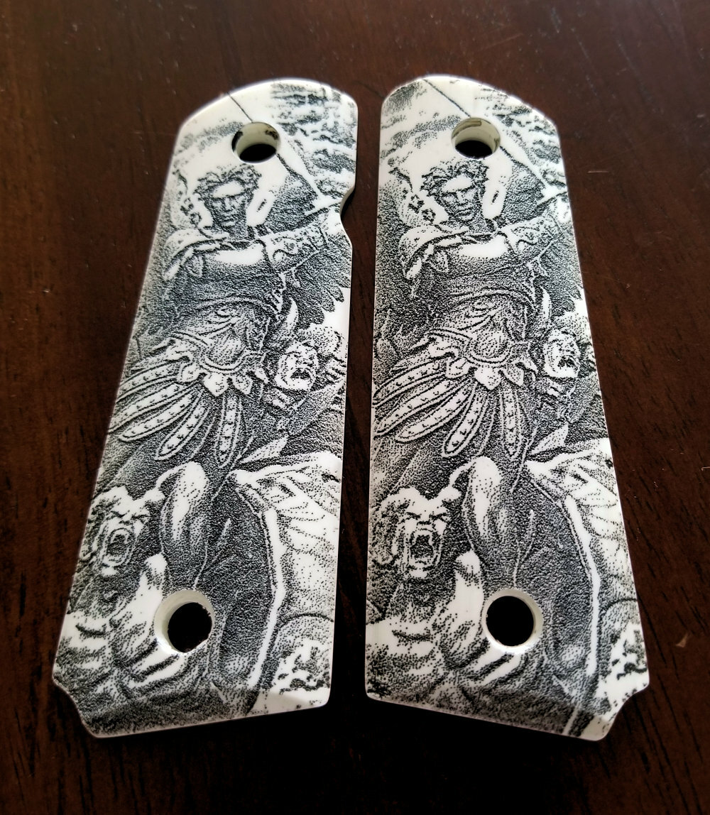 あい 三本セット 1911 custom engraved imitation ivory grips Archangel Michael