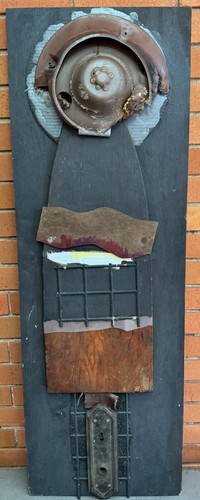 Modern 70s Mixed Media Wall Hanging Art Found Objects Assemblage ...