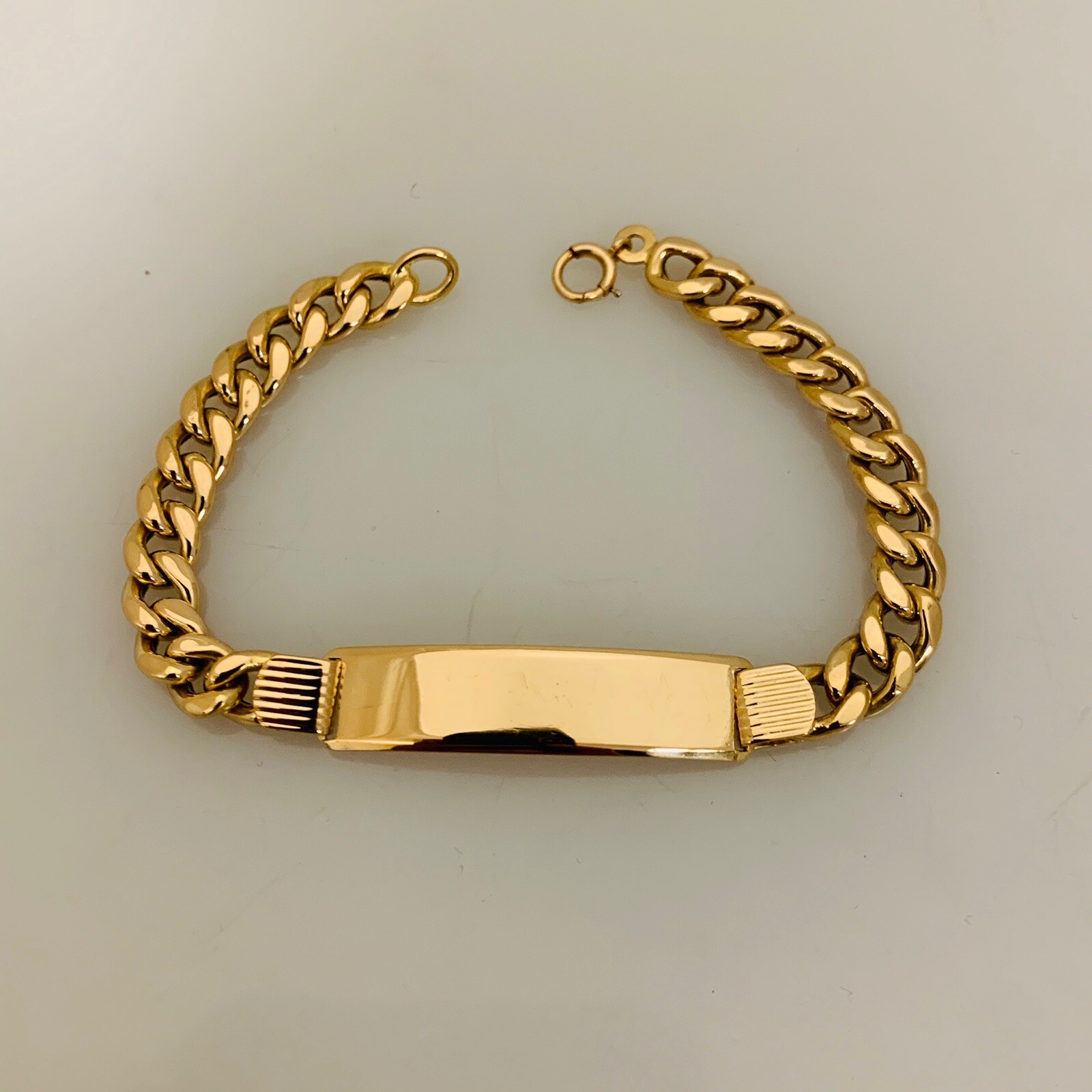 NEW 14k Yellow Gold Curb ID Bracelet Engravable 7" 9.25mm 12.1 grams eBay