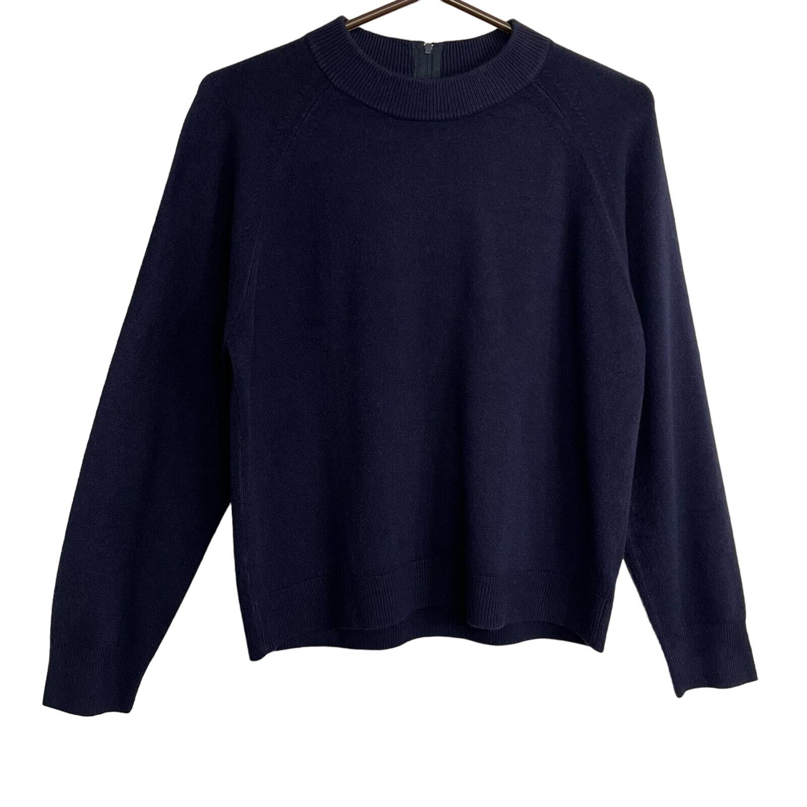 Designers Originals Blue Long Sleeve Mock Neck Zipper Back Knit Sweater Large P