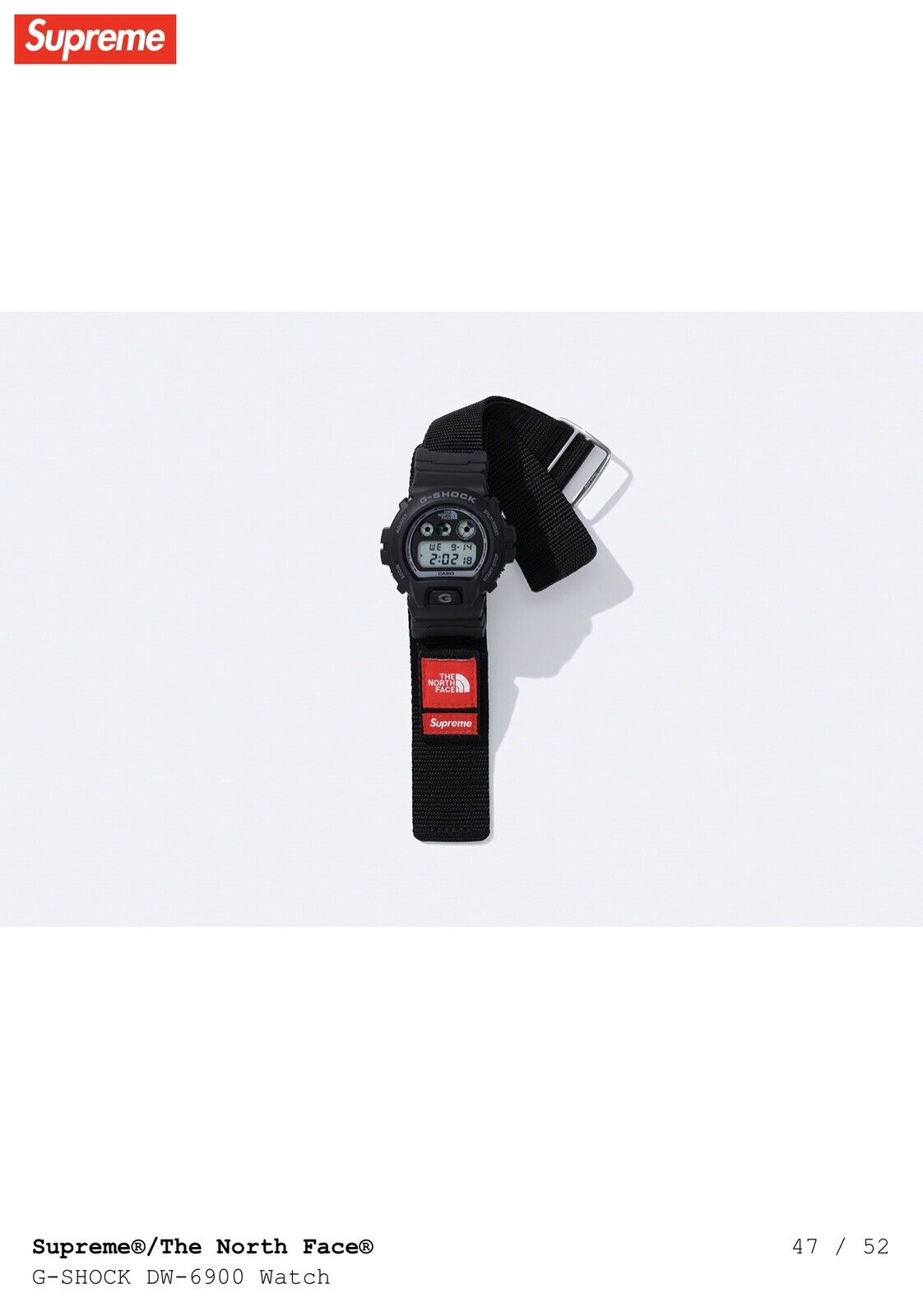 Supreme x The North Face Casio G-Shock DW-6900 Watch (Black) NEW