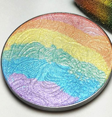 Prism Unicorn Rainbow Highlighter Baked Shimmer Face Powder Rouge Glow Compact