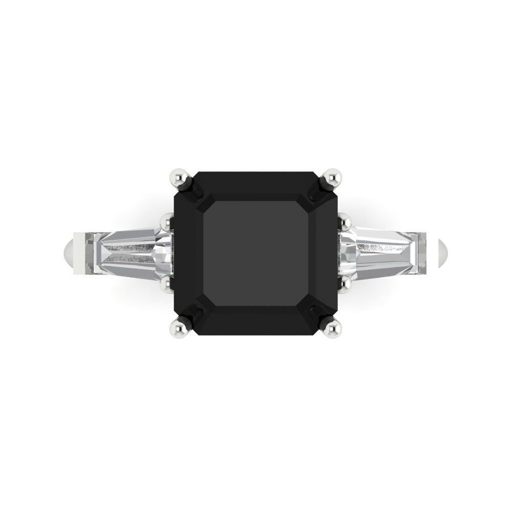 3Ct Asscher Cut Natural Onyx Three Stone Women's Engagement Ring
