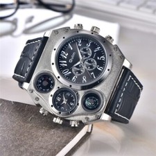 Relojes deportivos Oulm 1349 para hombre esfera grande súper grande cuarzo brújula decorativa reloj