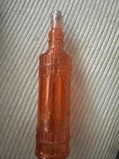 Vintage 12 Amber Orange Art Rope Design Embossed Collectible Bottle with Cork T