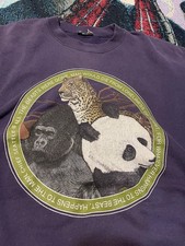 Sudadera Trío Panda Gorila Jaguar Panda Años 90 Púrpura Naturaleza Para Hombre L Linda Divertida