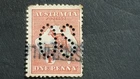 Variety on 1d Kangaroo Perfin Large OS - Break in Right Frame