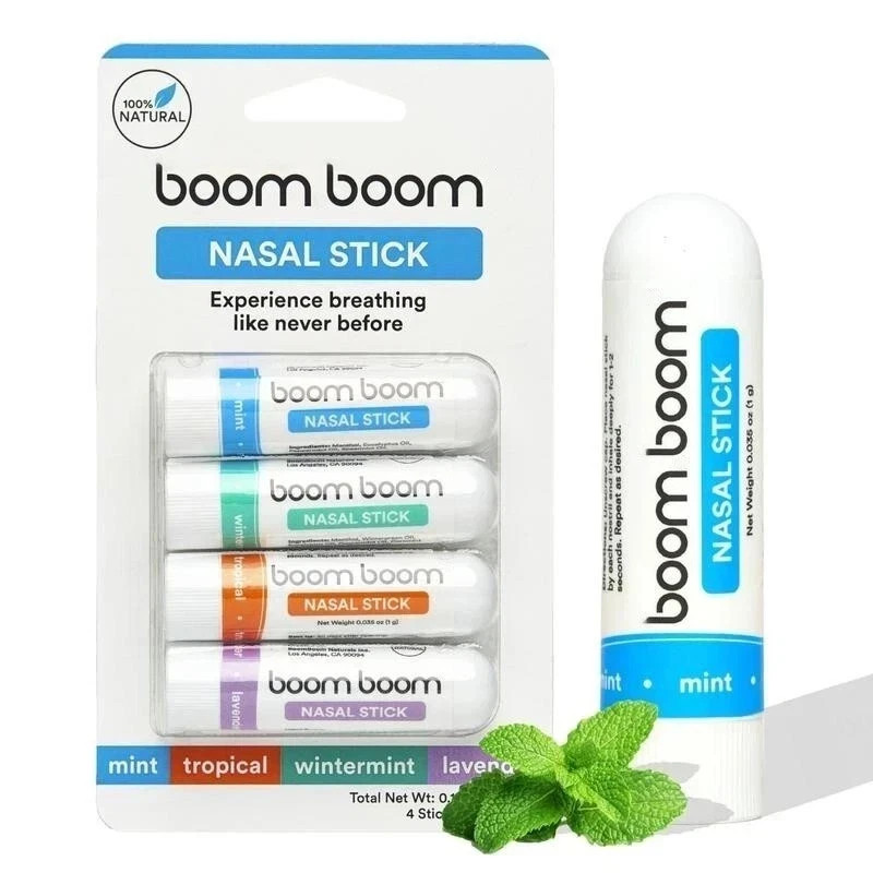 4 PC BoomBoom Nasal Inhaler Stick Energy Boost Focus Aromath