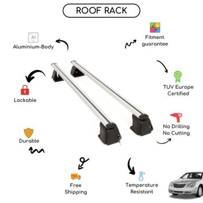 Bare Roof Rack Cross Bars Set for Chrysler Sebring 2007 - Up