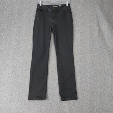 LEE JEANS WOMENS BLACK REGULAR FIT STRAIGHT LEG MID RISE DENIM PANTS SIZE 6