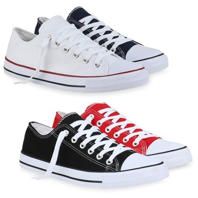 Herren Damen Sneaker Low Canvas Turnschuhe Schnürer Freizeitschuhe 826313 Schuhe