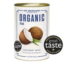 Eat Wholesome Organic Coconut Milk, 400ml (Pack of 4) - For Cooking & Baking, Ve