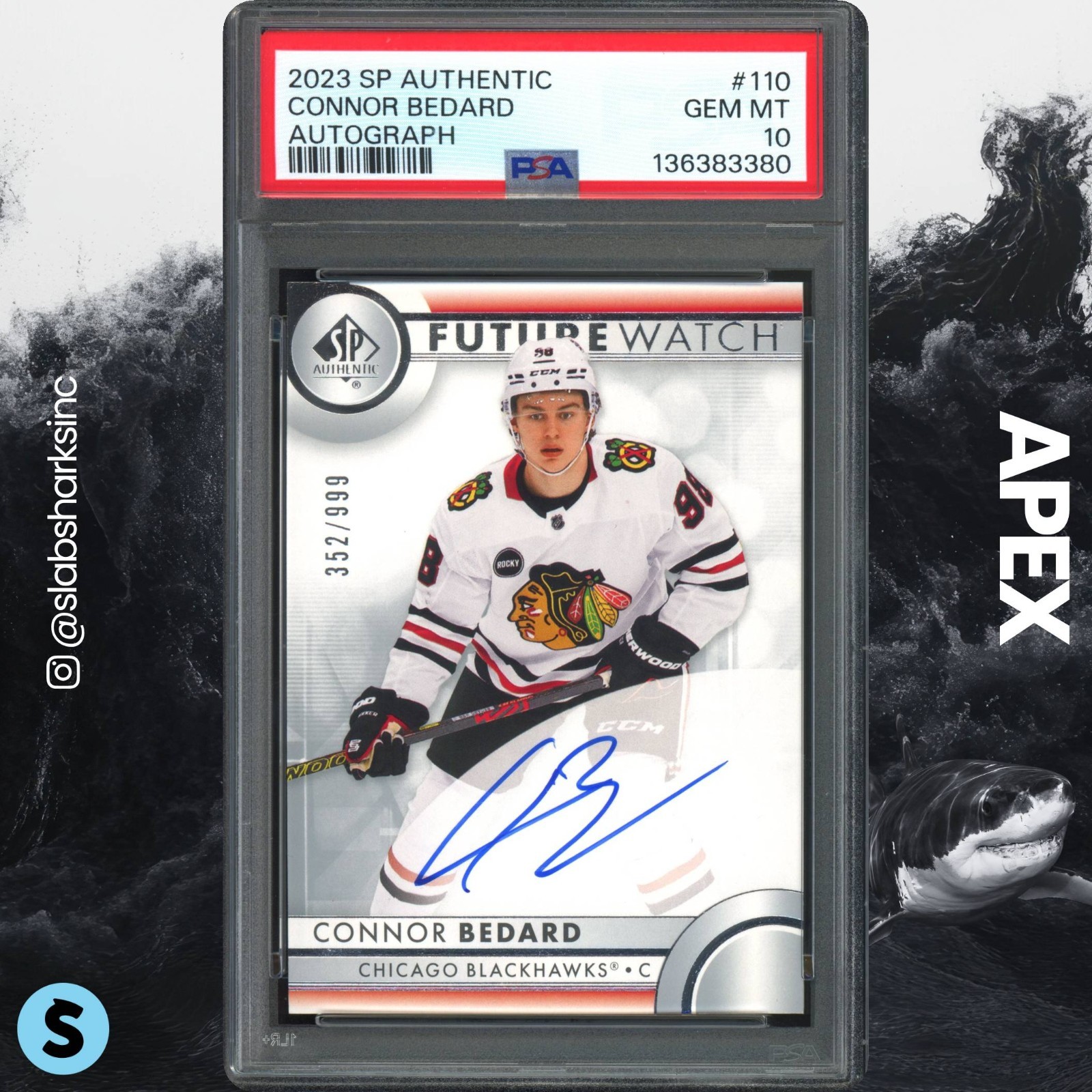 2023 SP AUTHENTIC #110 CONNOR BEDARD FUTURE WATCH AUTO RC ROOKIE /999 PSA 10