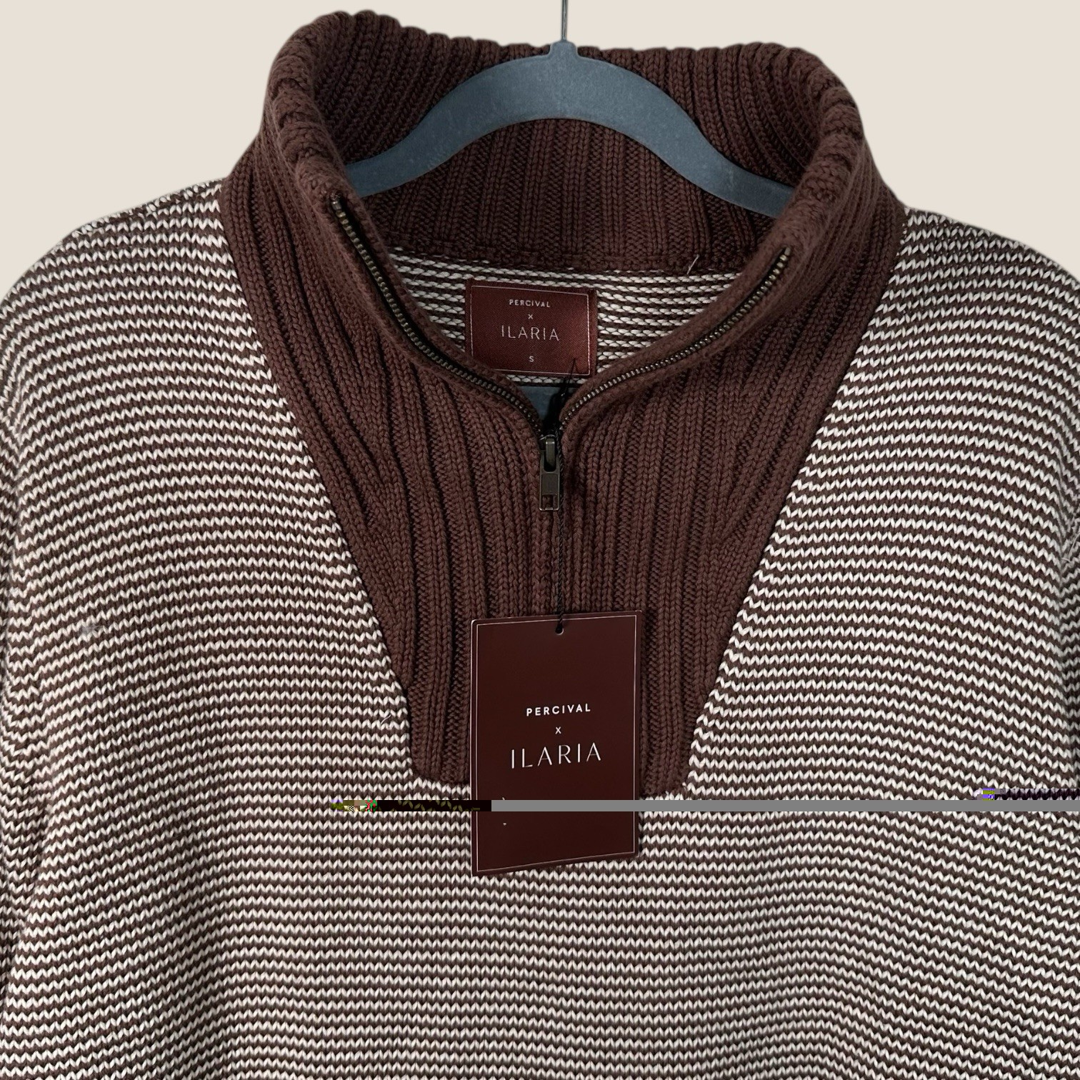 Percival x Ilaria Jumper Mens Small Fisherman Quarter Zip Pullover BNWT RRP £159 image 2