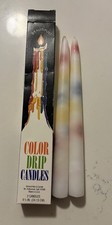 Set Of 2 Vintage Color Drip Tall Candles Cool Retro Hippie NIB