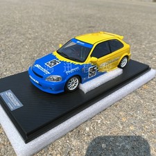 1:18 Honda Civic EK9 Spoon Yellow Blue Livery Resin Model Car