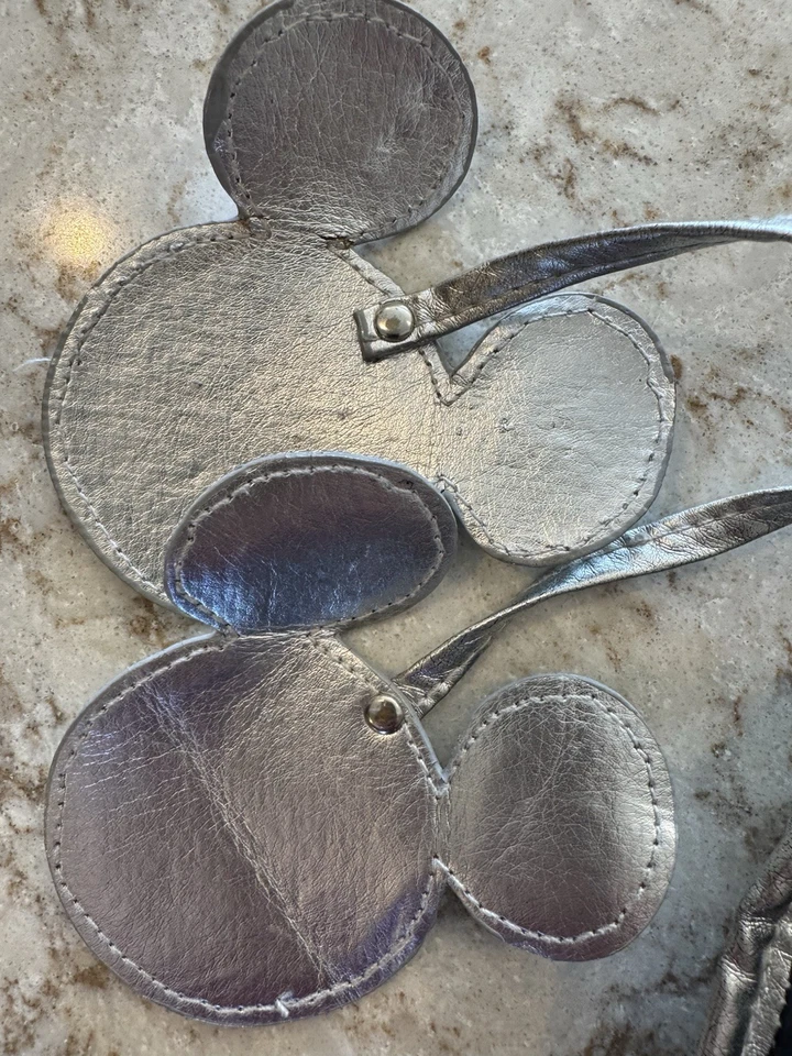 Disneyland Resorts Embroidered Mickey/Heart Black Nylon Large Handbag w/Silver - Image 4 of 4